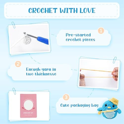 Wadukud Penguins Crochet Kit for Beginners, DIY Crochet Kit for Adults, Crochet Starter Kit with Step-by-Step Video Tutorials for Holiday Craft Gifts for Teen Girls Kids - Image 5