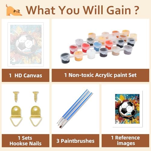 Reivworl Soccer Paint by Numbers Kit for Adults Beginner, 16" Wx20 L Soccer Paint by Number for Adult, Acrylic Painting Kits with Canvas for Gifts and Wall Decor - Image 6