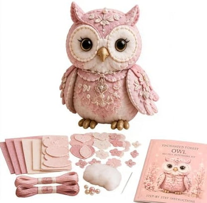 Pink Enchanted Forest DIY Felt Patchwork Kit, 3D Pink Woodland Friends DIY Felt Patchwork Kit, Pastoral Wild Creatures Handicraft Activity, Manual Tailoring Bundle for Beginners Adult (Color E) by Unknown