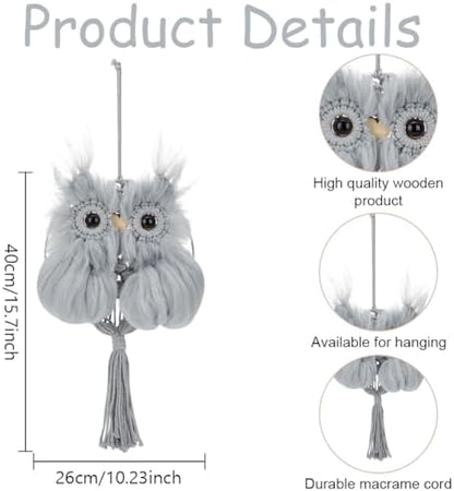 FREEBLOSS DIY Plush Owl Grey Macrame Owl Kit Macrame Wall Hanging Art Macrame Wall Hanging Kit Beginner Macrame Kit with Video Tutorials Macrame Owls Decor for Home - Image 3