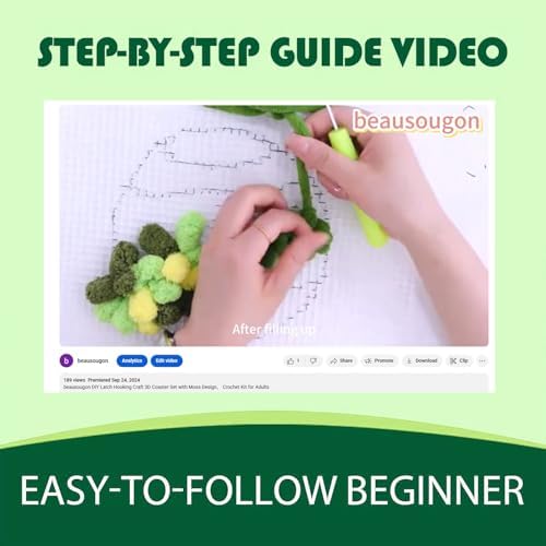 beausougon Latch Hook Kits for Beginners - DIY Moss Coaster 2 Pack Craft - Image 2