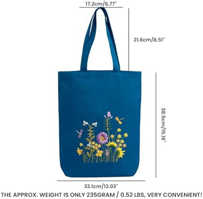 CREAWONDER Canvas Tote Bag Embroidery Kit with Pattern for Beginners, Arts and DIY Embroidery Crafts Kits for Adults, Include Instructions, Embroidery Hoops, Color Threads and Tool - Image 6