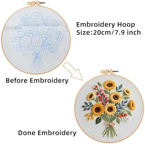 Herdiese Embroidery Kit for Beginners & Adults with Flower Pattern - Image 3