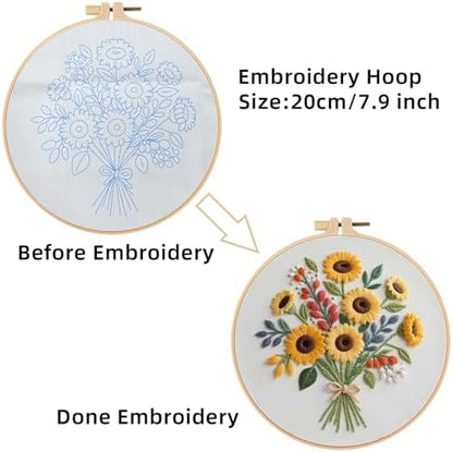 Herdiese Embroidery Kit for Beginners & Adults with Flower Pattern - Image 3