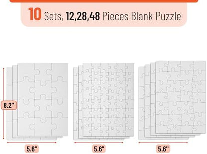 Mr. Pen- Blank Puzzle, 10 Sets, 12/28/48 Pieces/Pack, 8.2" x 5.6" (Pack of 4) - Image 2