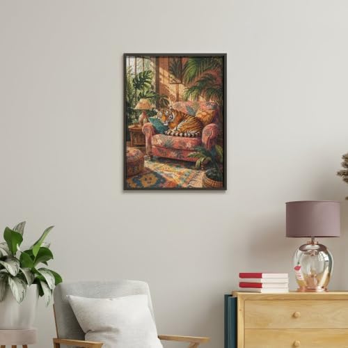 Bozfoxa Paint by Numbers Kit for Adults Beginner Tropical Tiger Sofa - Image 4