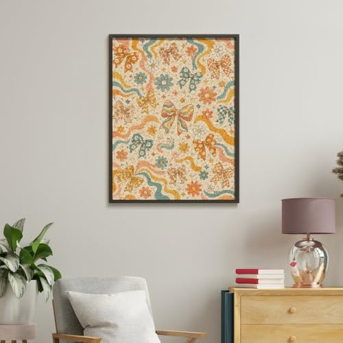 Paint by Numbers Kit for Adults Beginner Art Decor Retro Floral Bows - Image 4