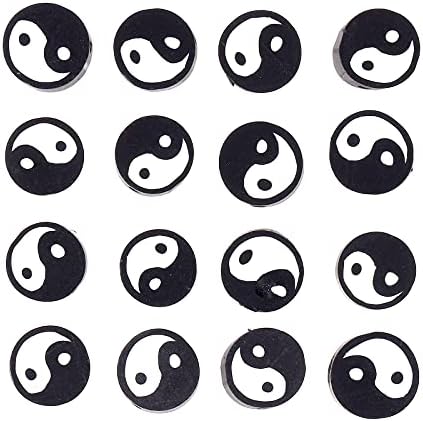 100pcs Black Yin Yang Polymer Clay Spacer Beads for Women Jewelry Making DIY Bracelet Necklace Hair Clip Accessories (Black Yin Yang) - Image 4