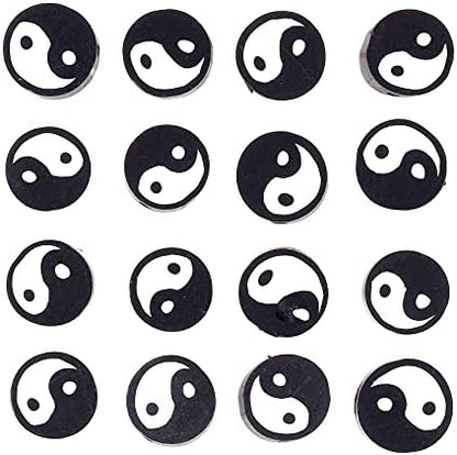 100pcs Black Yin Yang Polymer Clay Spacer Beads for Women Jewelry Making DIY Bracelet Necklace Hair Clip Accessories (Black Yin Yang) - Image 4
