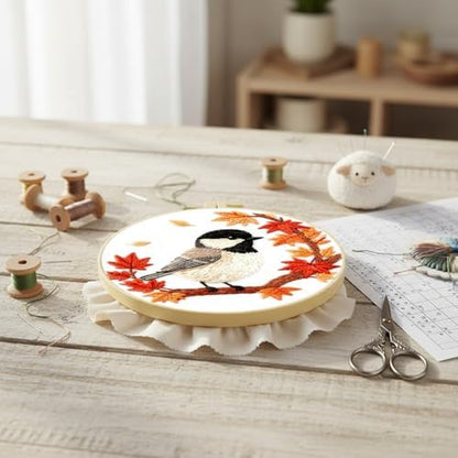 FRANDEK DIY Sparrow Stamped Embroidery Kit with Hoop for Adults - Image 6