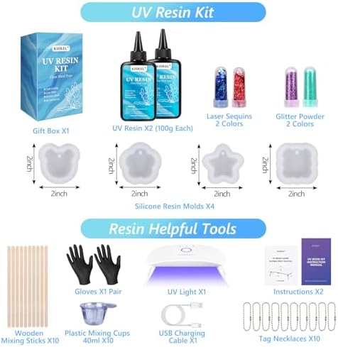 KISREL 200g UV Resin Kit with Light and Molds, Bubble-Free Crystal Clear - Image 2