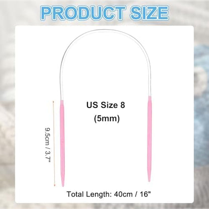 HARFINGTON Size US 8 (5mm) Plastic Circular Knitting Needles 16 Inch(40cm) Round Knitting Needle for Handmade Projects DIY Weave - Image 2