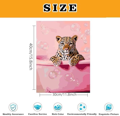 Cheetah Bathroom Paint by Numbers Kit for Adults Canvas Frameworkless - Image 3