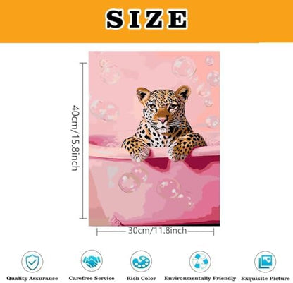 Cheetah Bathroom Paint by Numbers Kit for Adults Canvas Frameworkless - Image 3