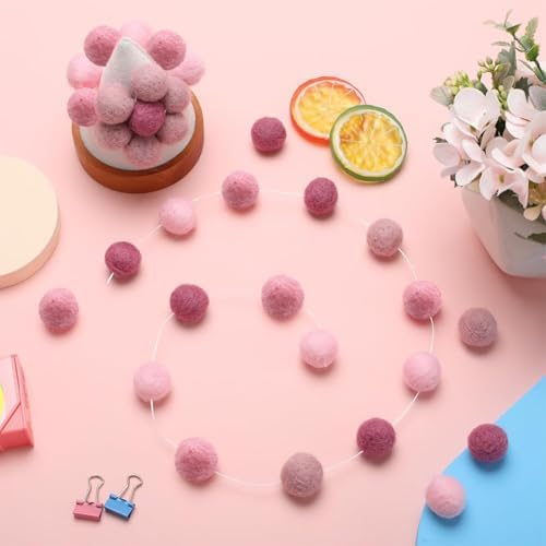 SUNNYCLUE 40Pcs Wool Felt Balls Wool Pom Pom Balls Felted Pompom 20mm Handmade Mini Pink Puff Small Round Shape Pompoms for Crafts DIY Christmas Ornaments Home Party Decoration - Image 4