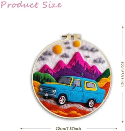 CaptainCrafts Needle Felting Kit for Adults Little Blue Car Pattern - Image 2
