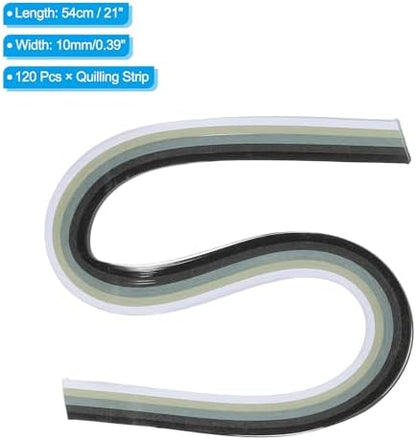 PATIKIL 120pcs Quilling Strips Paper 3/8"(10mm) 21" Origami Paper Quilling Strip for Art DIY Hand Craft Christmas, Gradient Black - Image 2