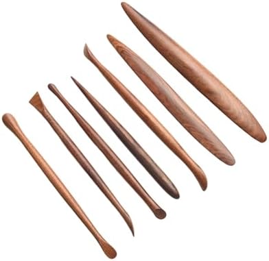 7-Piece Mahogany Clay for SCULPTURE Tools Set, Hand-Carved Redwood Pottery Modeling Kit for Ceramics Art, 14.7-18.5cm - Image 3