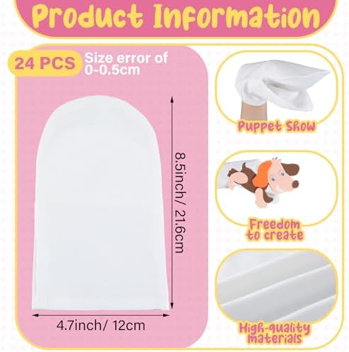 Soulchen 24 Pcs DIY Hand Puppets, Canvas Hand Puppet Making Kit DIY Arts and Crafts Sewing Projects for Fun Home Activities Classes Storytelling Party Favors - Image 2