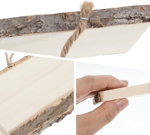 8-Pack Wood Signs, Rectangle Wooden Plaque with Rope, Unfinished Live Edge Wood Sign for DIY, Burning, Carving, Painting & Home Decor (10 x 4 x 0.4 in) - Image 3