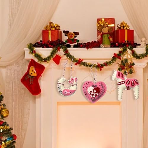 2024 Three Scandinavian Felt Ornaments Kit Hand Embroidery Christmas Ornaments Kit with DIY Material Package for Beginners Adults, 2025 Christmas 3D Novice Embroidery Needlepoint Starter Kit (A) - Image 4