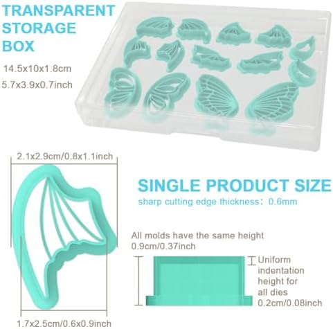 beinkmake 14Pcs Wings Polymer Clay Cutters Angel Wing Clay Earrings Cutters for Adults Bat Butterfly Dragon Wing Cute Polymer Clay Cutter for Jewelry Earrings Making Birthday Party DIY Supplies - Image 6