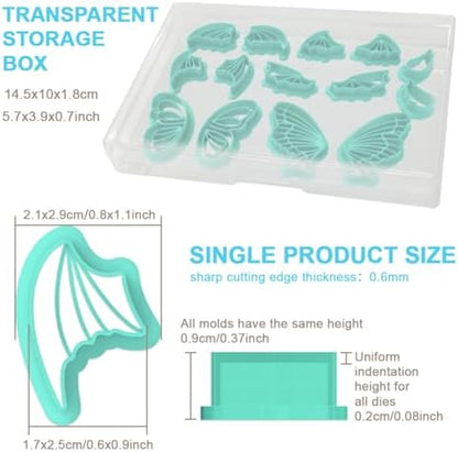 beinkmake 14Pcs Wings Polymer Clay Cutters Angel Wing Clay Earrings Cutters for Adults Bat Butterfly Dragon Wing Cute Polymer Clay Cutter for Jewelry Earrings Making Birthday Party DIY Supplies - Image 6