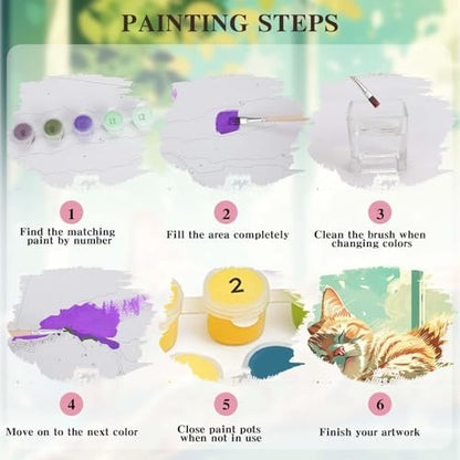 Alptiny Sleeping Cat Paint by Numbers Kit for Adults Beginner, 16x20 Inch - Image 7