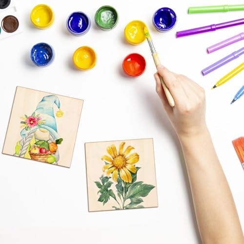 Blisstime 50PCS 4x4 Inch Wood Squares Unfinished Square Wood Pieces for Crafts,Painting, Writing, DIY Supplies, Engraving and Carving, Home Decorations (4x4 Inch 50Pcs) - Image 5
