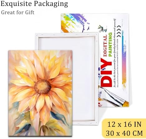 Natuyalo Paint by Numbers Kit for Adults Framed - Sunflower Paint by Number on Canvas with Frame, Flowers DIY Acrylic Painting by Number Ideal Gift Home Wall Decor (12x16 Inch) - Image 6