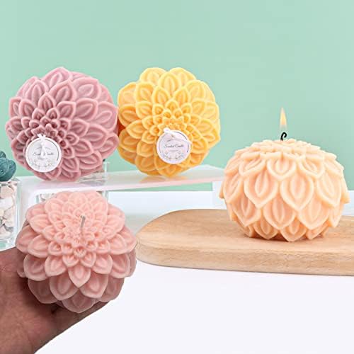 2PCS Lotus Sphere Candle Molds with Mold Punch Needle Large-Eye Wicking Needle for Candle Making Lotus Flower Ball Mold for Decoration Scented Candle DIY Clay Craft Soap Flower Specimen - Image 6