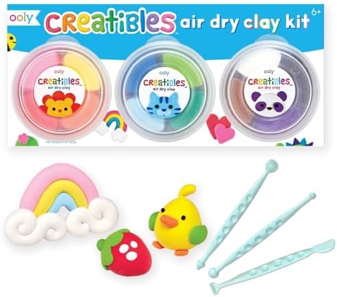 Ooly Creatibles Air Dry Clay for Kids, Includes 3 Reusable Cases, 12 Colors by Ooly
