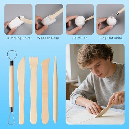 Nicpro 120ml Air Dry Clay Glaze and 32 PCS Clay Tools Kit, Gloss Varnish - Image 4