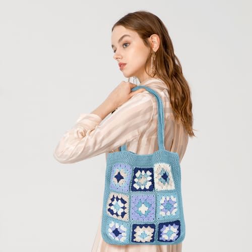 ORIGACH DIY Granny Square Crochet Bag Kit for Beginners Adults, Crochet Granny Square Bag Kit with Instruction Video Tutorials, Learn to Crochet Bag Making Kit for Starters, Dark Blue - Image 6