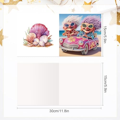 MVVMTOP 6pcs Diamond Painting Greeting Cards for Blessings and Wishes, Grandma DIY Special Shape Crystal Diamond Art Partial, Surface flash Paper Material, DIY Gifts for Christmas Thanksgiving Day - Image 2