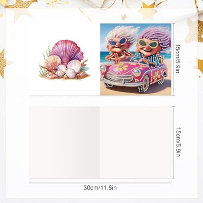 MVVMTOP 6pcs Diamond Painting Greeting Cards for Blessings and Wishes, Grandma DIY Special Shape Crystal Diamond Art Partial, Surface flash Paper Material, DIY Gifts for Christmas Thanksgiving Day - Image 2