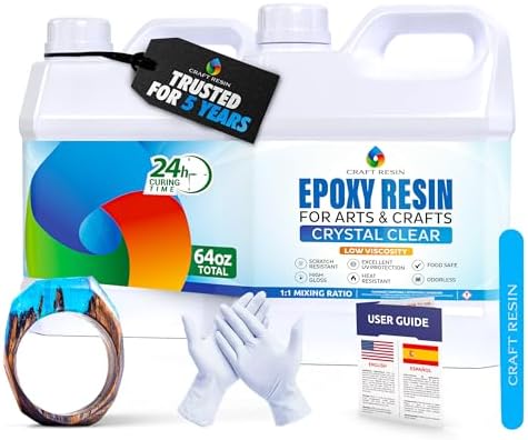 Craft Resin Crystal Clear Epoxy Resin Kit - Food Safe, UV Resistant - 64 Oz by CraftResin