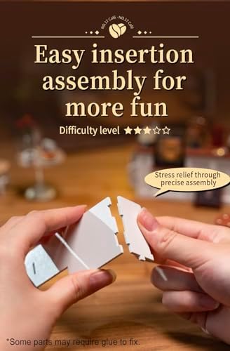 Rowood Coffee Miniature House Kit, Mother's Day DIY Miniature Dollhouse Kits for Adults to Build, Wooden Mini House Model Kits Adults Crafts with LED, Gift on Christmas Birthday for Family-NO.17 Cafe - Image 5