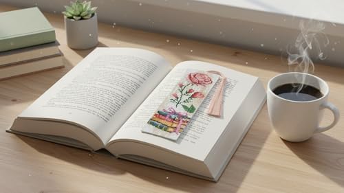 6PCS Cross Stitch Bookmark Kit for Adult Beginners flowers Cross Stitch Kits with Backing Felt Floss Instruction DIY Stamped Embroidery Bookmark Kit for Starter Adults Book Lovers (2.3x7.8 inch) - Image 4