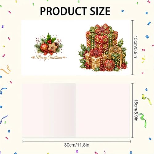 6Pcs Christmas Greeting Card DIY Diamond Art Painting Blessing Folding Card Kit for Adults Beginners with White Envelopes and Tools for Holiday Xmas Arts Crafts Gift-Christmas03 - Image 4