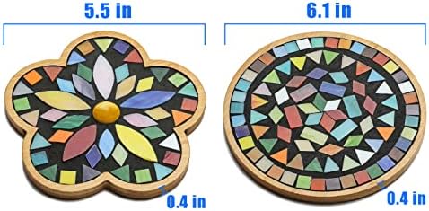 Lanyani 2 Sets of DIY Mosaic Craft Kits Mosaic Tiles Coaster Kit Make Your Own Mosaic Project Handmade Craft Set with Stained Glass Mosaic Tile Pieces for Decoration and Gift - Image 4
