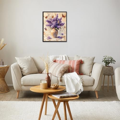 RICUVED Flowers Paint by Numbers for Adults, Vase Paint by Numbers Kit for Adults Beginners, Butterfly DIY Acrylic Oil Painting on Canvas Easy for Gift Home Wall Decor 16x20 Inch - Image 3
