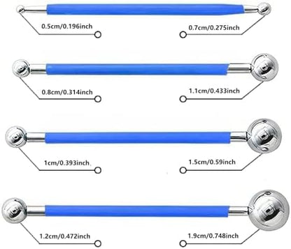14Pcs Ball Stylus Pottery Tool Set, Blue Embossing Tool, Dual-Ended Multi-Size Clay Sculpting Dotting Tools, Professional Modeling Tools for Pottery, Polymer Clay, Nail Art, Fondant & DIY Crafts - Image 2