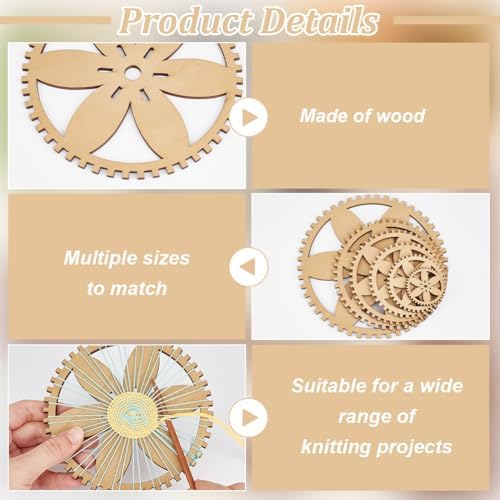 BENECREAT 6 Sizes Poplar Wood Weaving Loom Kit, Round DIY Weaving Loom DIY Weaving Art Tapestry Loom for Hanging Decor Woven Tapestry Knitted Crafts Making, 4.5mm Thick - Image 4