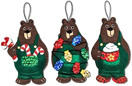 MerryStockings Backwoods Bears Felt Ornament kit from (Set of 3) by MerryStockings
