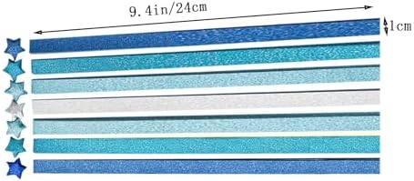 Origami Stars, Sparkling Origami, Star Colored Origami Strips, DIY Handmade Craft Paper (520 sheets of blue gradient glitter) - Image 2
