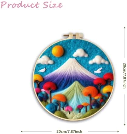 CaptainCrafts DIY Needle Felting Starter Kit with Picture Hoop, Foam Pad, Felt Cloth, Instructions for Home Decoration, Beginner Art Craft (Mountains Colourful Trees) - Image 2