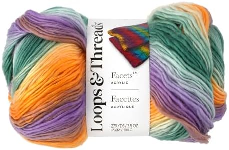 Loops & Threads Facets Yarn - Yarn for Knitting, Crochet, Weaving, and Arts & Crafts - Multi, Acrylic, 3.5 oz by LoopsThreads