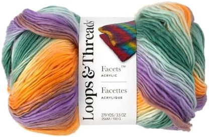 Loops & Threads Facets Yarn - Yarn for Knitting, Crochet, Weaving, and Arts & Crafts - Multi, Acrylic, 3.5 oz by LoopsThreads