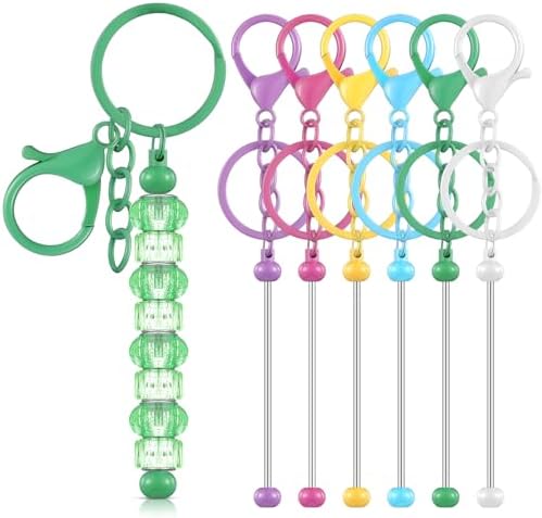 Huwena 6 Pcs Beadable Keychain Bars Metal Blanks DIY Crafts Jewelry Gift by Huwena